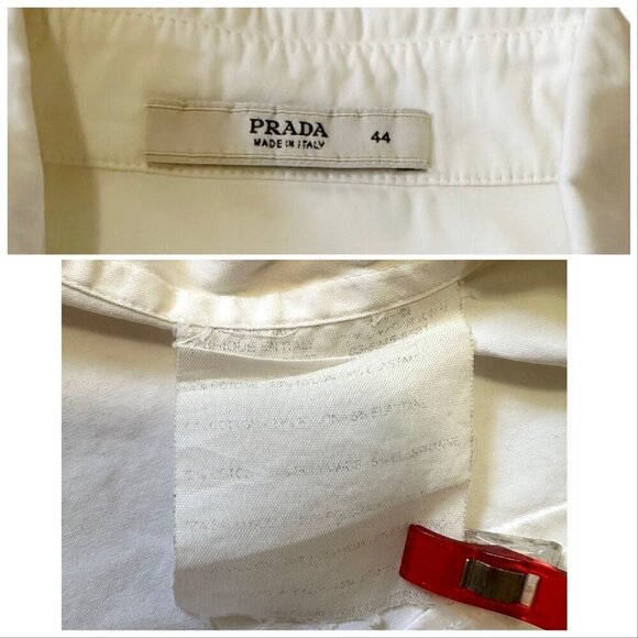 Prada White Stretch Cotton Button Down Shirt, size Italian 44/10 US, - Picture 5 of 15